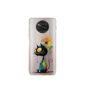 Poco X3 ile Uyumlu Splash Kedi Tasarımlı Şeffaf Silikon Kılıf