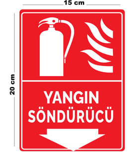 Metal Yangın Söndürücü 15 cm x 20 cm Uyarı Levhası Yönlendirme Tabelası