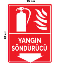Metal Yangın Söndürücü 15 cm x 20 cm Uyarı Levhası Yönlendirme Tabelası