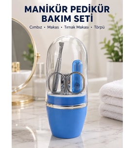 Northcity Kompakt Mavi Taşınabilir Manikür Bakım Seti - Pratik Kişisel Bakım Çantası