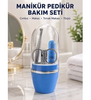 Northcity Kompakt Mavi Taşınabilir Manikür Bakım Seti - Pratik Kişisel Bakım Çantası