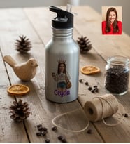 Kişiye Özel Karikatürlü Kaos Koordinatör Pipetli Matara Gri Doğum Günü Hediyesi