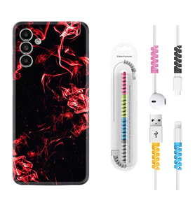 Samsung A23 A31 A32 A50 A51 A52 A53 A70 Kılıf Kablo Koruma Spiral Silikon Red Smoke 1745