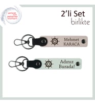 Eşe Sunulabilecek Kalıcı Hediye, Gemi Motifli Kişisel Anahtarlık Takımı, Pudra-Beyaz