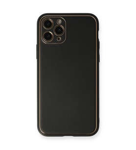 iPhone 11 Pro Max Kılıf Coco Deri Silikon Kapak - Siyah