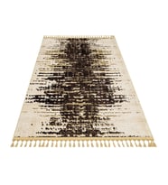 Krem Halı Modern Soyut Desenli Salon ve Koridor İçin Bambu Polyester Makine Dokuma