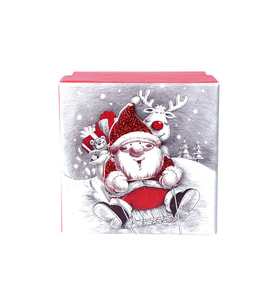 Yılbaşı Noel Baba ve Geyik Motifli Hediye Kutusu 8x6 cm
