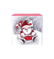 Yılbaşı Noel Baba ve Geyik Motifli Hediye Kutusu 8x6 cm