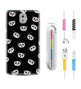 Samsung Note 3 4 5 8 9 20 Ultra 10 Lite Kılıf Kablo Koruma Spiral Silikon Panda Suratları 1773