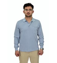Erkek Büyük Beden Mevsimlik Polo Yaka Sweatshirt 1-6830 BGL-ST04415 (Buz Mavisi)