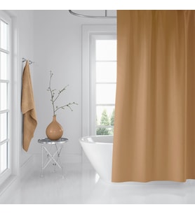 Bej Renk Banyo Perdesi Polyester Kumaş Duş Perdesi 12 Plastik C-Halka Hediyeli Banyo Duş Perdesi (Çok Renkli)