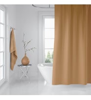 Bej Renk Banyo Perdesi Polyester Kumaş Duş Perdesi 12 Plastik C-Halka Hediyeli Banyo Duş Perdesi (Çok Renkli)