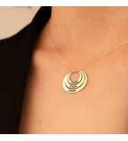 DKMN Gümüş Sıralı 3 Halkalı İsimli Kolye 925 Ayar Kadın Gümüş Kolye (Gold)