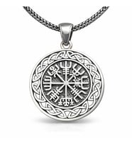 925 Ayar Gümüş Vegvisir Viking Pusulası Erkek Kolye