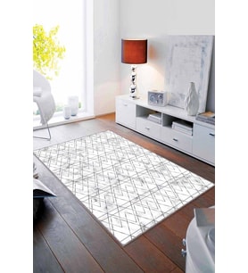 Silver Mermer Görünümlü Kaymaz Tabanlı Dekoratif Halı RV023 - 100 x 160 cm