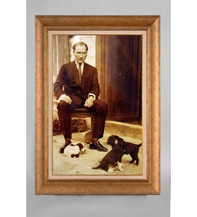 Altın Varaklı Paspartulu Çerçeveli Atatürk Tablo nt919