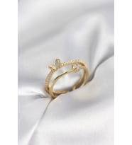 Pilelistore  Gold Renk 2'li Zirkon Taşlı Kelebek Model Kadın Yüzük