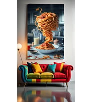 SOSLU SPAGETTİ Ev Duvar Salon Güzellik Salonu Ofis Dükkan Dekarasyon Kanvas Tablo (Çok Renkli)
