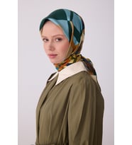 Obje Desen İpek Twill Eşarp  - 2026 İlkbahar-Yaz (T)  4300 (Yeşil)
