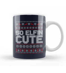 So Elfin Cute Christmas Knit Pattern Kupa Bardak Porselen