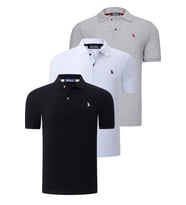 ÜÇLÜ SET T8561 DEWBERRY ERKEK T-SHIRT-SİYAH-BEYAZ-GRİ (Karışık)