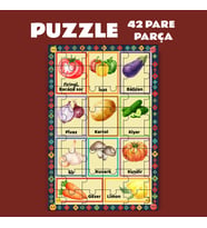 Pazil Bi Kurdî Sewze Sebze İsimleri - Kürtçe Puzzle Yapboz (42 Pare/Parça - A4) (Çok Renkli)