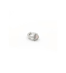 Kalp Model Pembe Zirkon Taşlı Halka Tragus Piercing - Gümüş Anti Alerjik