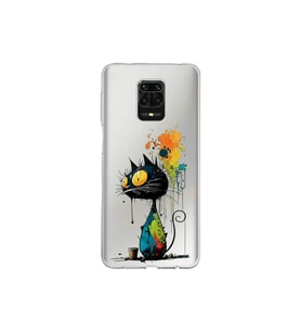 Redmi Note 9 Pro ile Uyumlu Splash Kedi Tasarımlı Şeffaf Silikon Kılıf