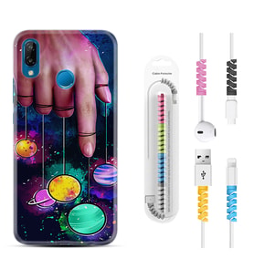 Huawei P20 Lite Mate 10 20 Lite Pro P40 Lite KılıfKablo Koruma Spiral Silikon Finger planet 1740