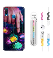 Huawei P20 Lite Mate 10 20 Lite Pro P40 Lite KılıfKablo Koruma Spiral Silikon Finger planet 1740