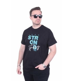 Starbattal Erkek Büyük Beden Sıfır Yaka Tişört Strong 26154 SIYAH
