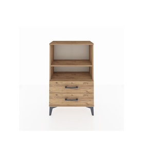 Arges Komodin 2 Raflı 2 Çekmeceli 60x30x96 Çam-Çam