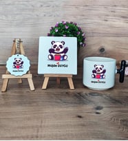 Sevimli Panda Hediye Seti Kupa Bardak T Kulplu, Dekoratif Taş, Anahtarlık Arkadaşa Sevgiliye Hediye (Model 6)