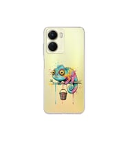 Vivo Y16 ile Uyumlu Splash Bukalemun Tasarımlı Şeffaf Silikon Kılıf