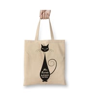 Meu Pretinho Basico Cat Kedi Beyaz Bez Çanta Uzun Saplı Alışveriş Çantası Plaj Çantası