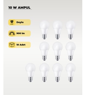 10W Ampul Gün Işığı 4000K  - 10 Adet (Beyaz)