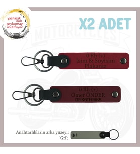 Arkadaşa İsim Plaka ve 0 Rh (+) Kan Grubu Yazılı Kişiselleştirilmiş x2 Anahtarlık, Kırmızı-Bordo-Gr (Çok Renkli)