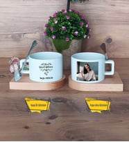 Yılbaşı Hediyesi Kupa Bardak Ahşap Altlıklı Kısa Fotoğraflı Nice Güzel Yıllara