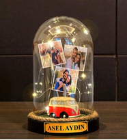 Kişiye Özel Led Işıklı Tasarlanmış Fanus Hediyesi Size Özel Hediye (Model 6)