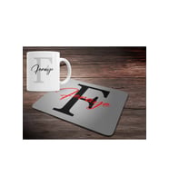 KİŞİYE ÖZEL F HARF BASKILI MOUSE PAD ve KUPA BARDAK SETİ