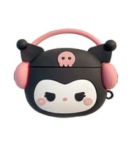 Microsonic Samsung Galaxy Buds 3 Pro Kılıf Cartoon Figürlü Silikon Crtn-Fgr-Krm (Siyah-Pembe)