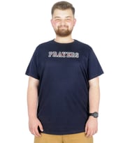 Mode XL Büyük Beden T-Shirt Bis Yaka Prayers 22185 Lacivert