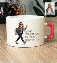 Kişiye Özel Karikatürlü Anne Öğretmen Eş Lüks Fincan Anneler Günü Hediyesi