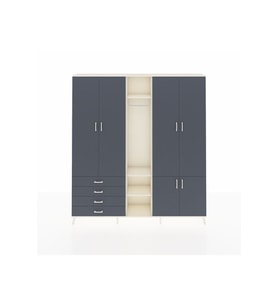 Arges Gardrop 14 Raflı 4 Çekmeceli Tek Askılı 220x30x243 Aytaşı-Antrasit