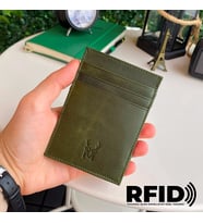 Modica Lotus - Hakiki Deri RFID Korumalı Sihirbaz Cüzdan (Yeşil)