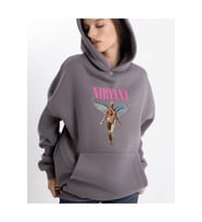 Unisex Oversize Nirvana Kapüşonlu Sweatshirt
