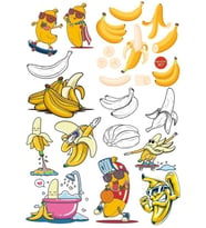 Muz Sticker Set 20 Parça Telefon, Tablet, Defter, Laptop Sticker