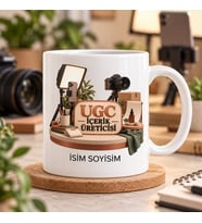 UGC İçerik Üreticisi Kupa Bardak Kamera ve Çekim Düzeni Desenli