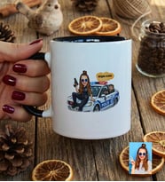Kişiye Özel Karikatürlü Kadın Polis Kupa Bardak Polis Günü Hediyesi