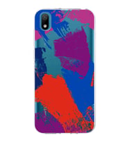 Huawei y5 2019 Uyumlu Kapak Brush Stroke Tasarımlı Şeffaf Silikon Kılıf